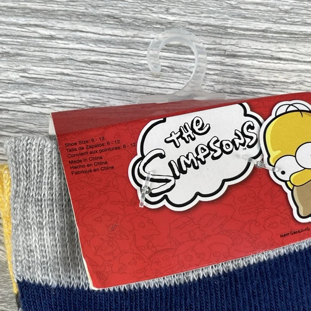 The Simpsons 2 Pairs Socks Homer Simpson Shoe Size 6 -12 Mens Womens 90s Cartoon